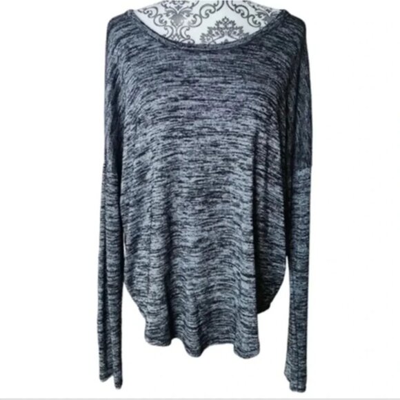 Rag &  Bone Hudson Long-Sleeve Tee Marled Grey Relaxed Fit Women's size Medium - Picture 2 of 9